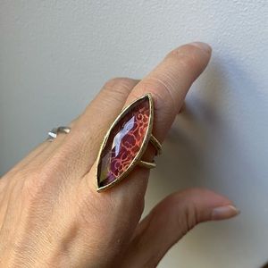 Betty Carre 22k-gold-infused statement ring w/rosy jewel
